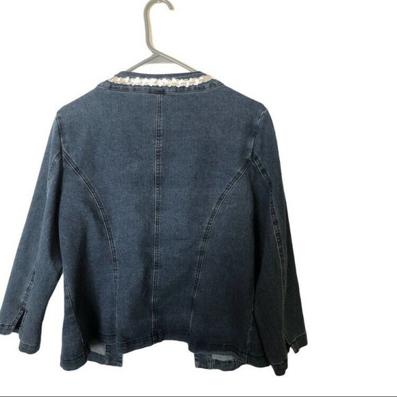 Womens Blue Long Sleeve Open Front Summer Light Denim Jean Jacket Size Medium - Picture 2 of 3